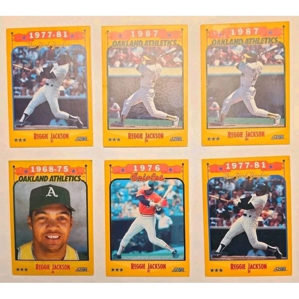 1988 Score Inserts Reggie Jackson Lot of 6 #500, 501 (2) #502 (2) #500 & #501